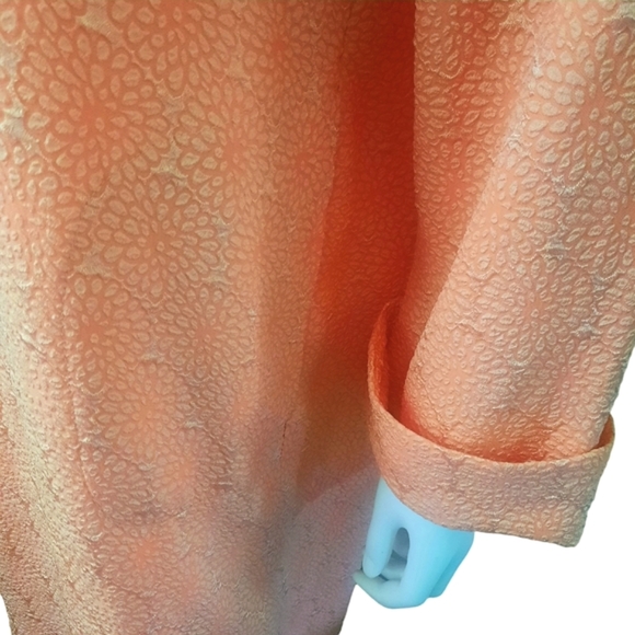 DIAMOND TEA Vintage Zip Front Jacquard Long Sleeve Maxi Caftan Dress Sz L Peach - Picture 6 of 9